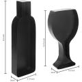 Decorative Black Metal Wall-Mounted Wine Bottle & Glass Design Cork Holders Wall Art